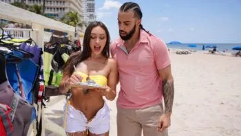 Beach Hottie Rides Jet Skis and Cock